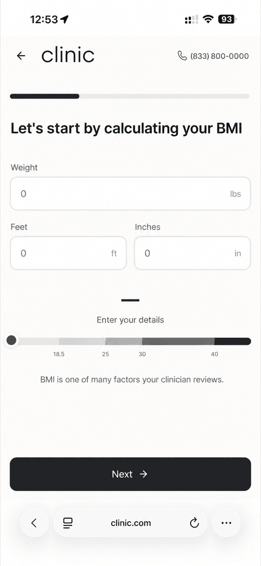 Patient intake calculating BMI